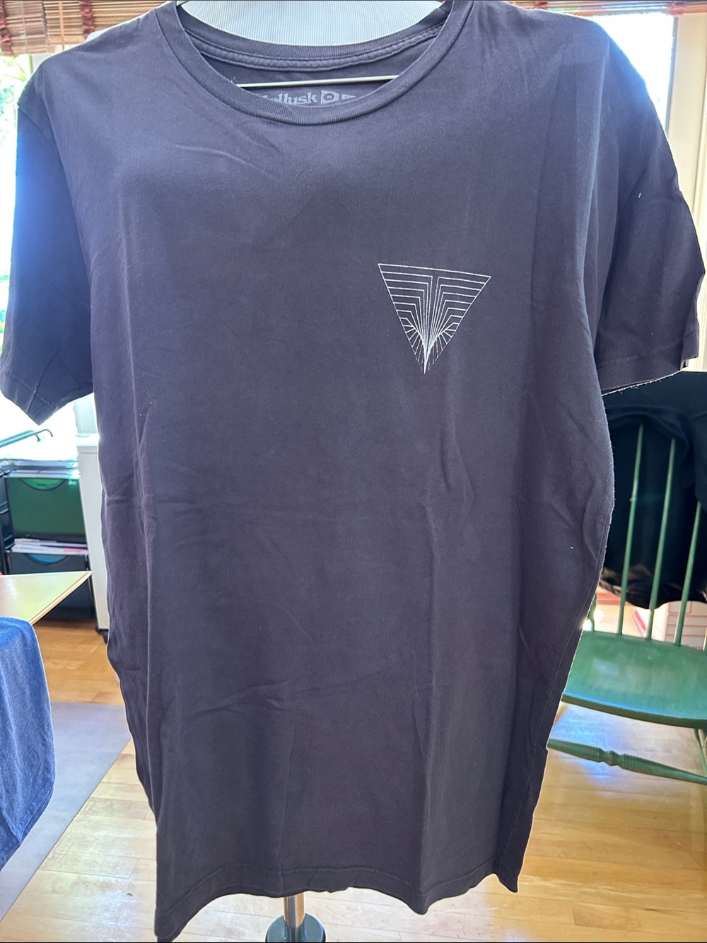 Mens Black Triangle Graphic Crewneck Tee by Husk